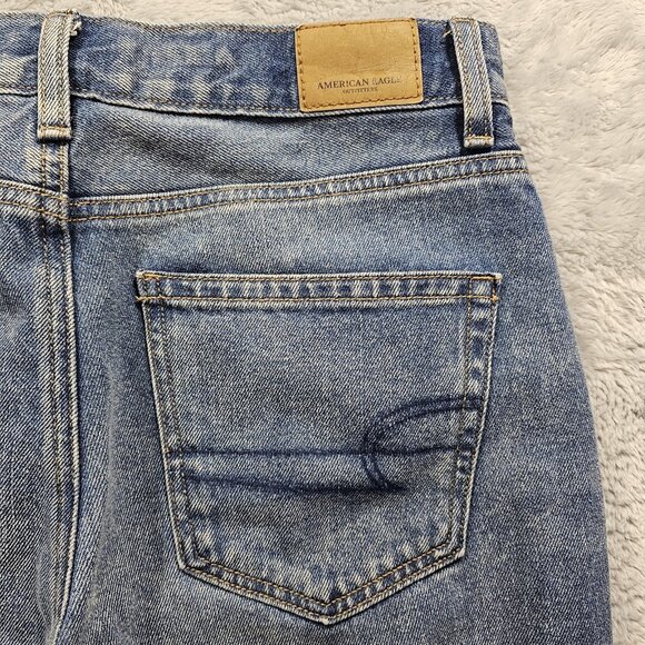 American Eagle Jeans Womens Size 0 Medium Wash Mom Jean Stretch Distressed - Picture 4 of 13